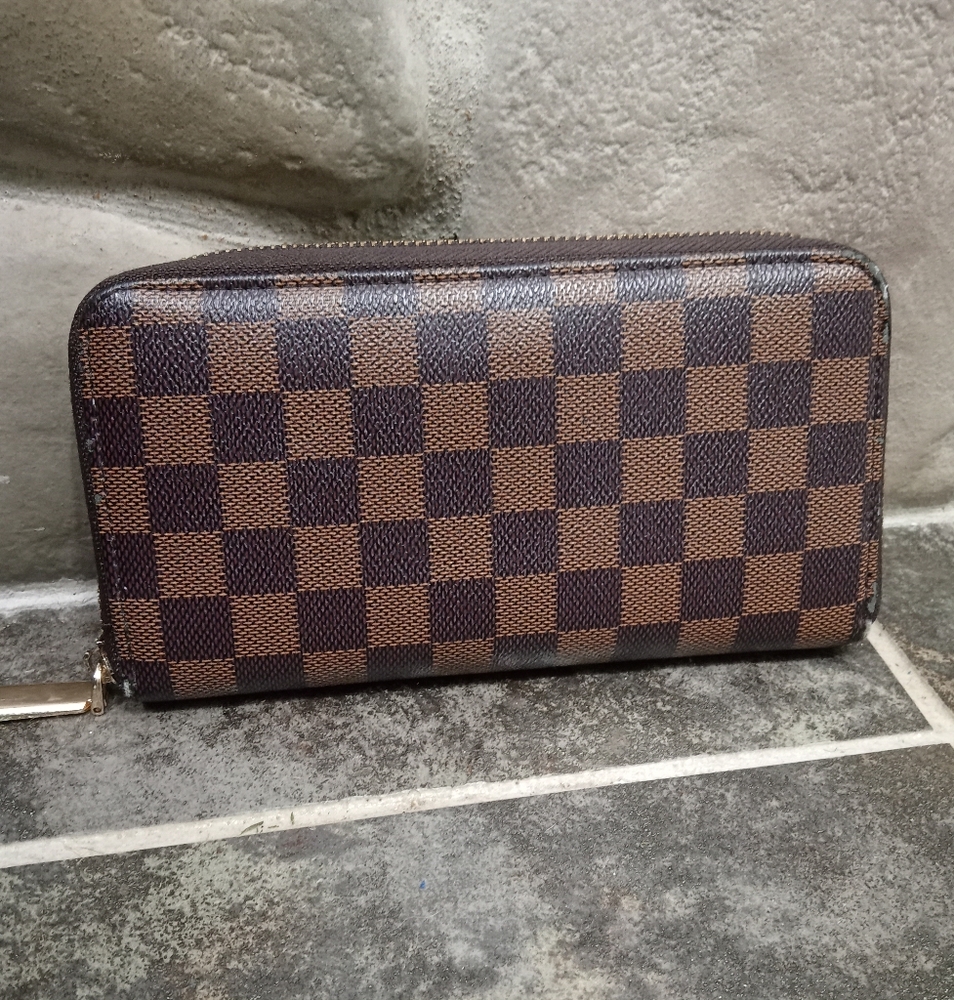 Checkered Brown and Tan Wallet